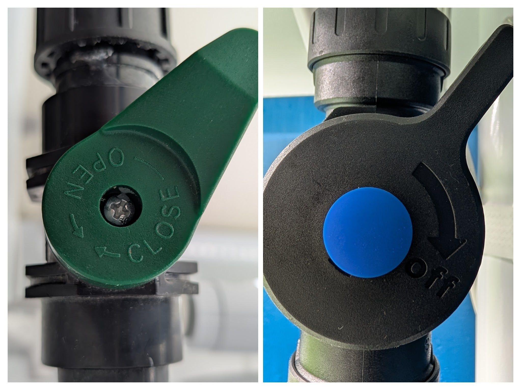 Flex Micro main irrigation line valve turned to the 2 o'clock position